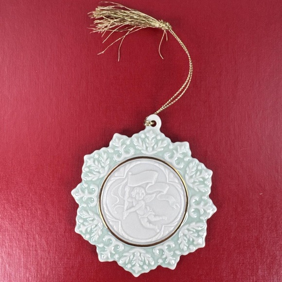 Crystal Ornament Lot of 4 Gorham Dove & Heart Waterford Snowflake & Lenox Cherub - Picture 5 of 8